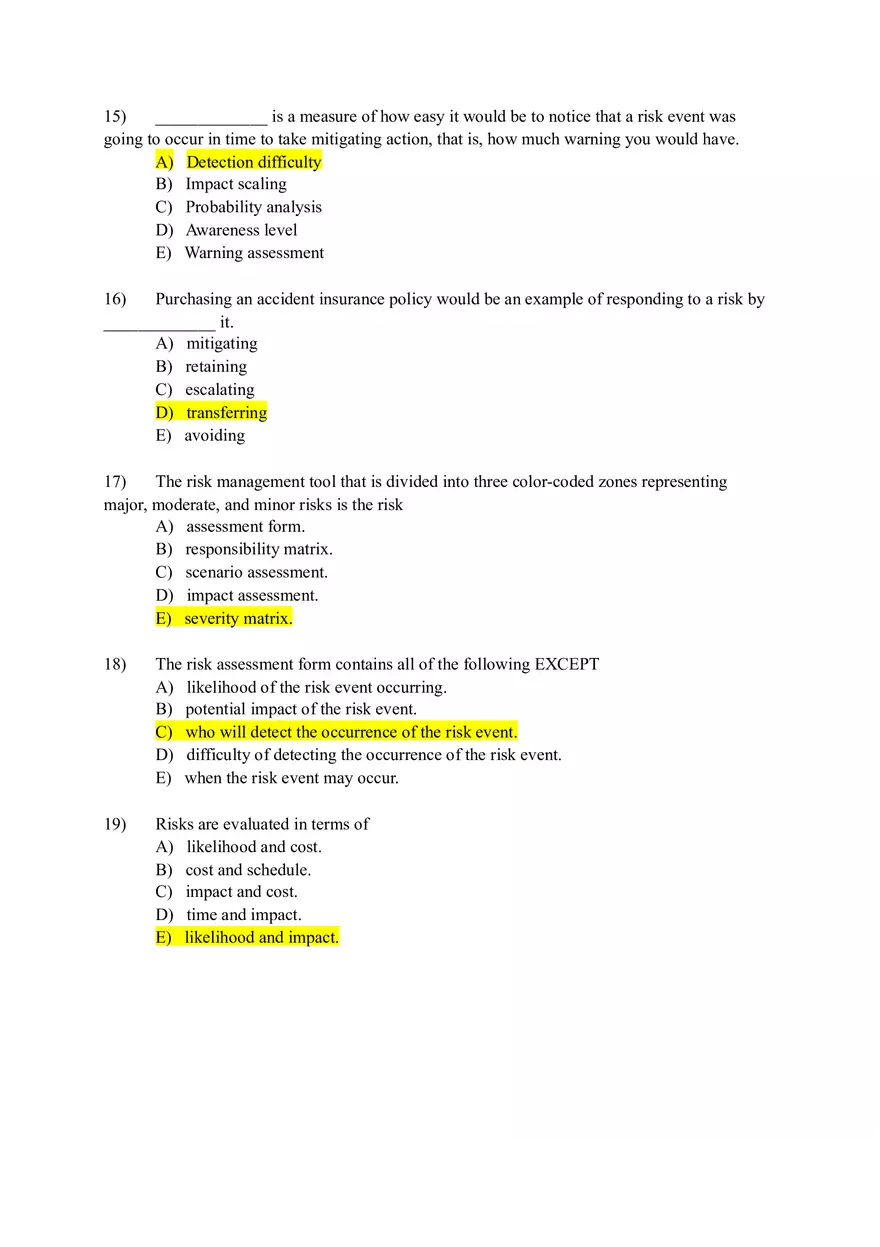 Project Management Test Bank Chapter 7 (Answers) - Page 12