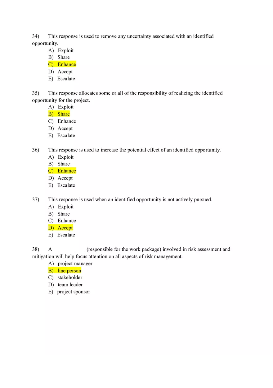 Project Management Test Bank Chapter 7 (Answers) - Page 16