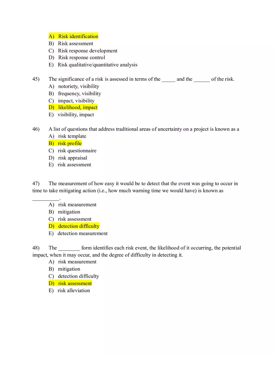 Project Management Test Bank Chapter 7 (Answers) - Page 18