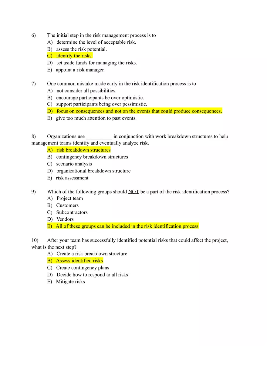 Project Management Test Bank Chapter 7 (Answers) - Page 2
