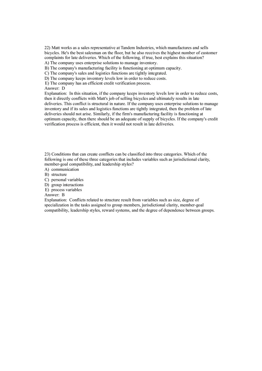 Organizational Behavior Conflict and Negotiation 1-29 Answers - Page 8