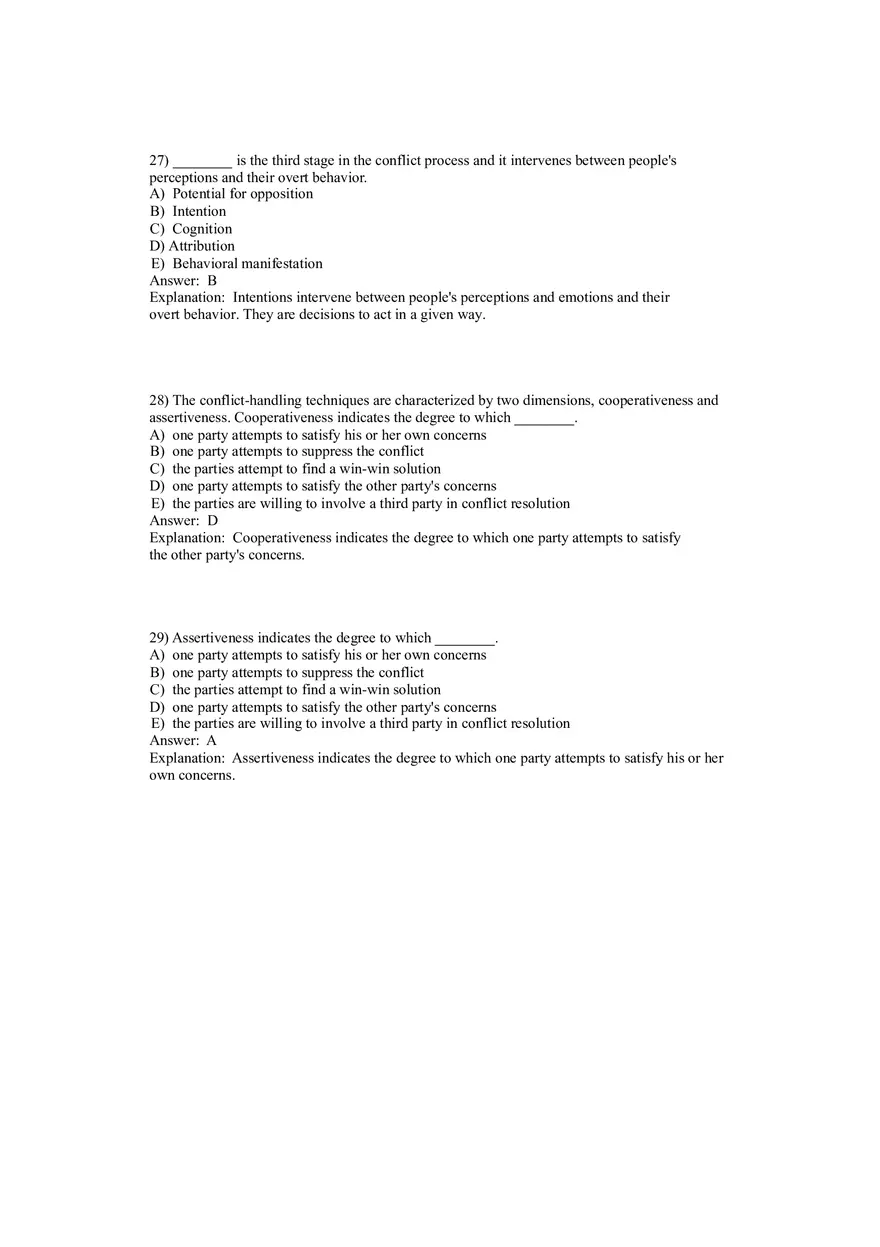 Organizational Behavior Conflict and Negotiation 1-29 Answers - Page 10