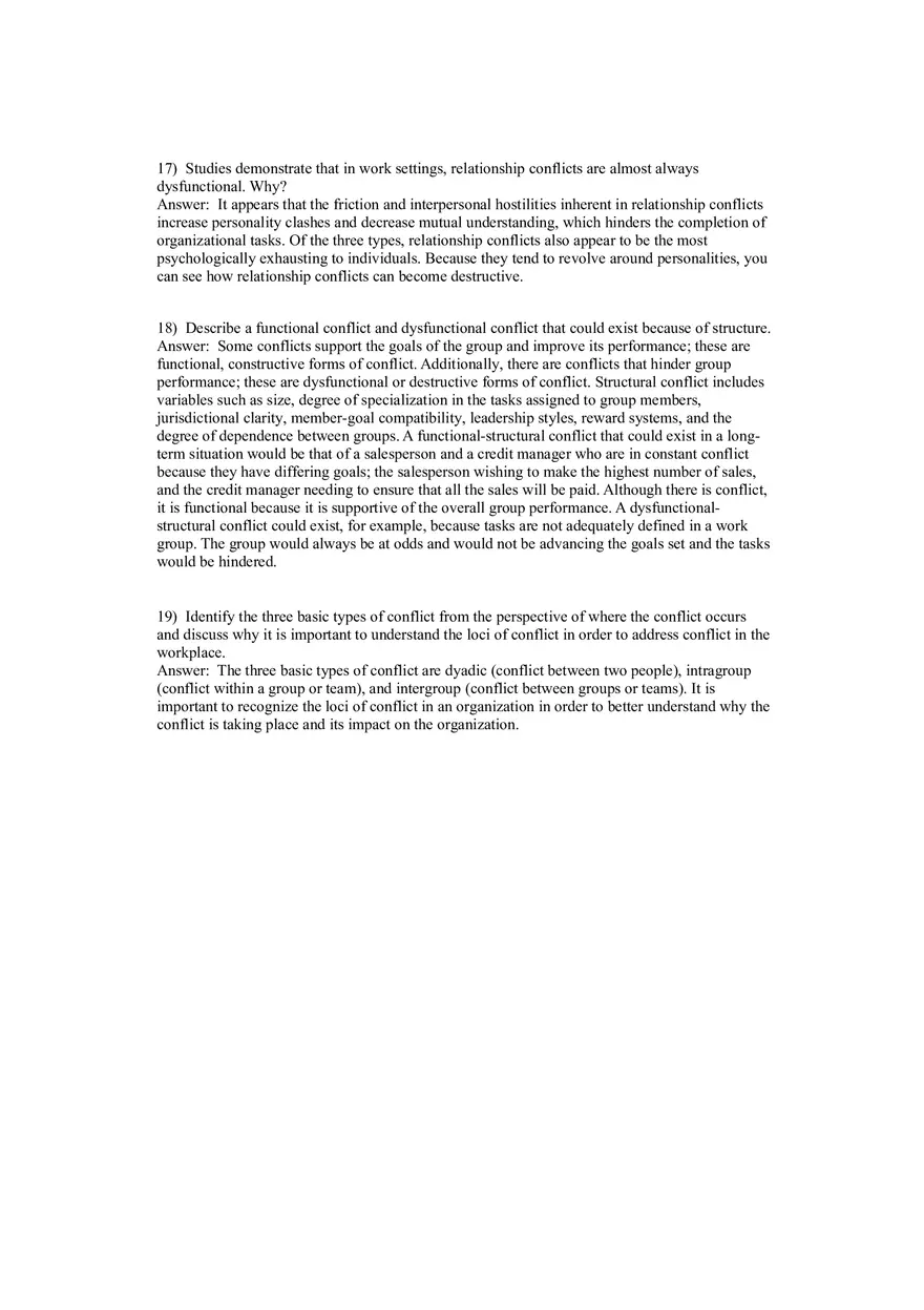 Organizational Behavior Conflict and Negotiation 1-29 Answers - Page 6