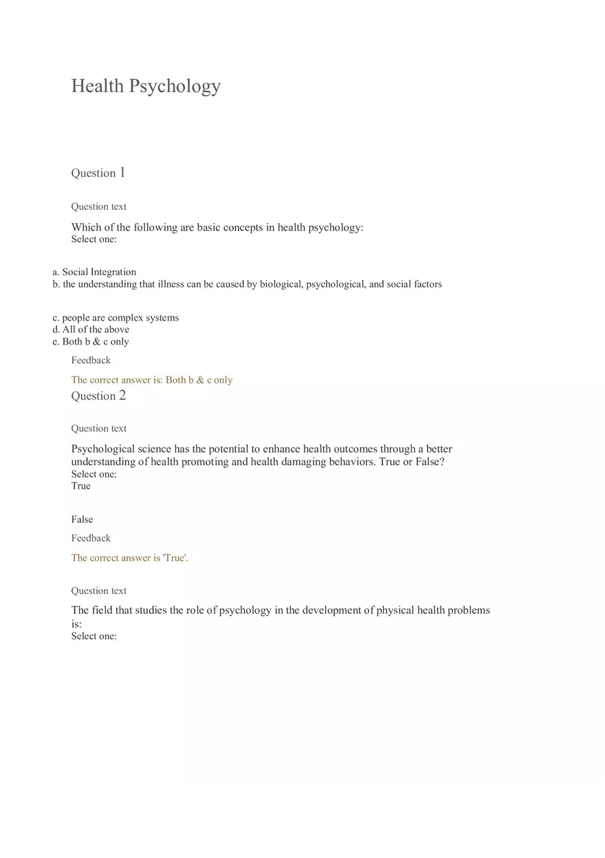 Health Psychology Quest I - Page 1