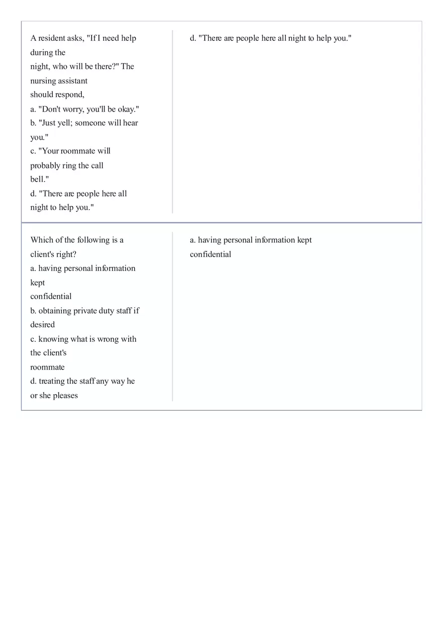 Practice Questions CNA State Exam Part 2 - Page 10