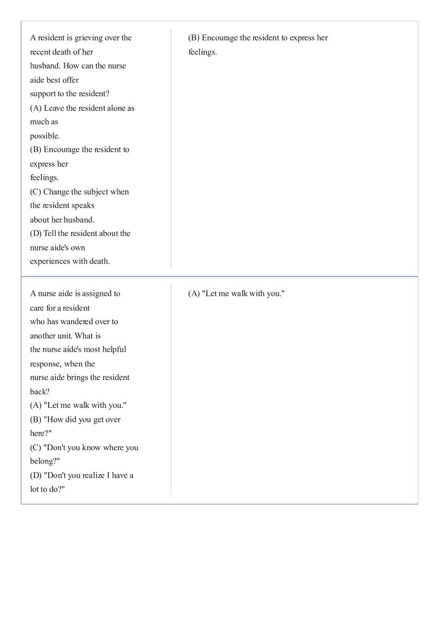 Practice Questions CNA State Exam Part 6 - Page 7