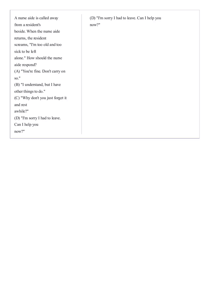 Practice Questions CNA State Exam Part 6 - Page 2