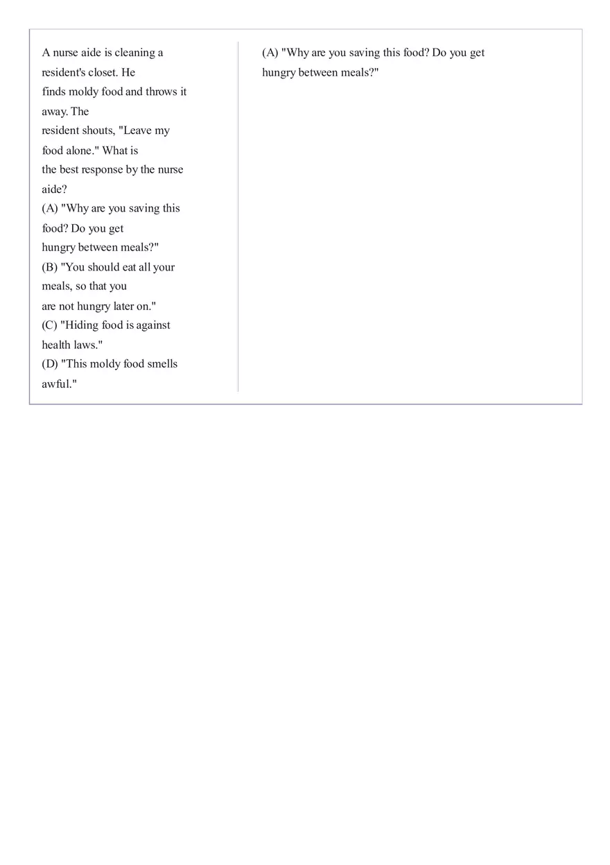 Practice Questions CNA State Exam Part 6 - Page 4