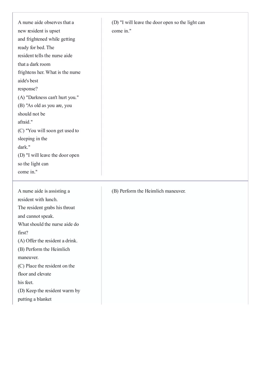 Practice Questions CNA State Exam Part 6 - Page 5
