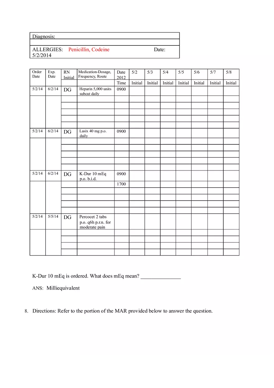 Math for Nursing (Understanding and Interpreting Medication Orders) - Page 8