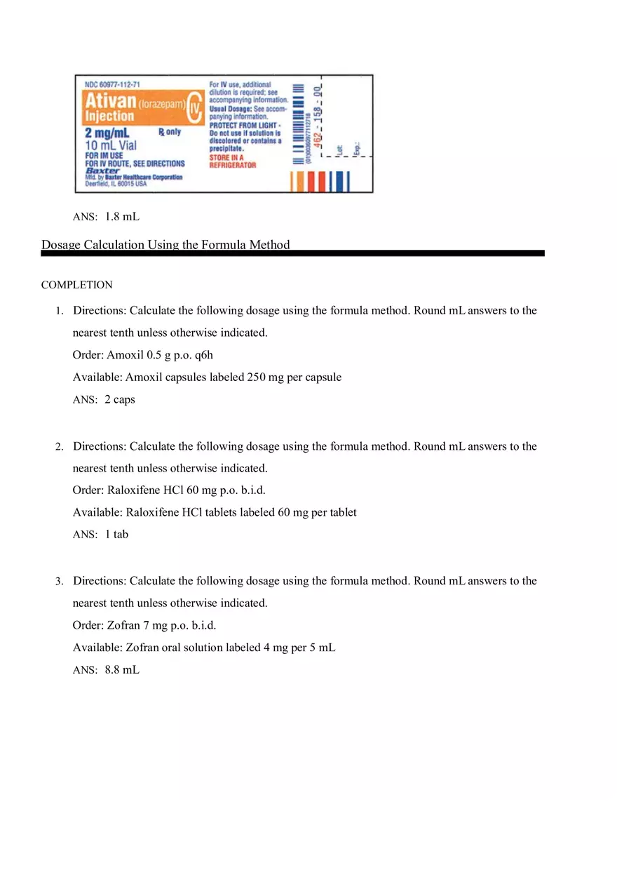 Math for Nursing (Dosage Calculation Using the Ratio) - Page 9