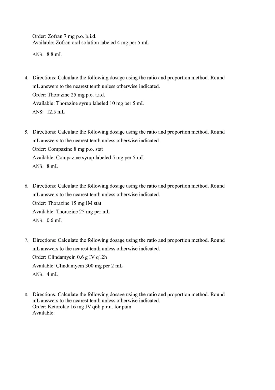 Math for Nursing (Dosage Calculation Using the Ratio) - Page 5