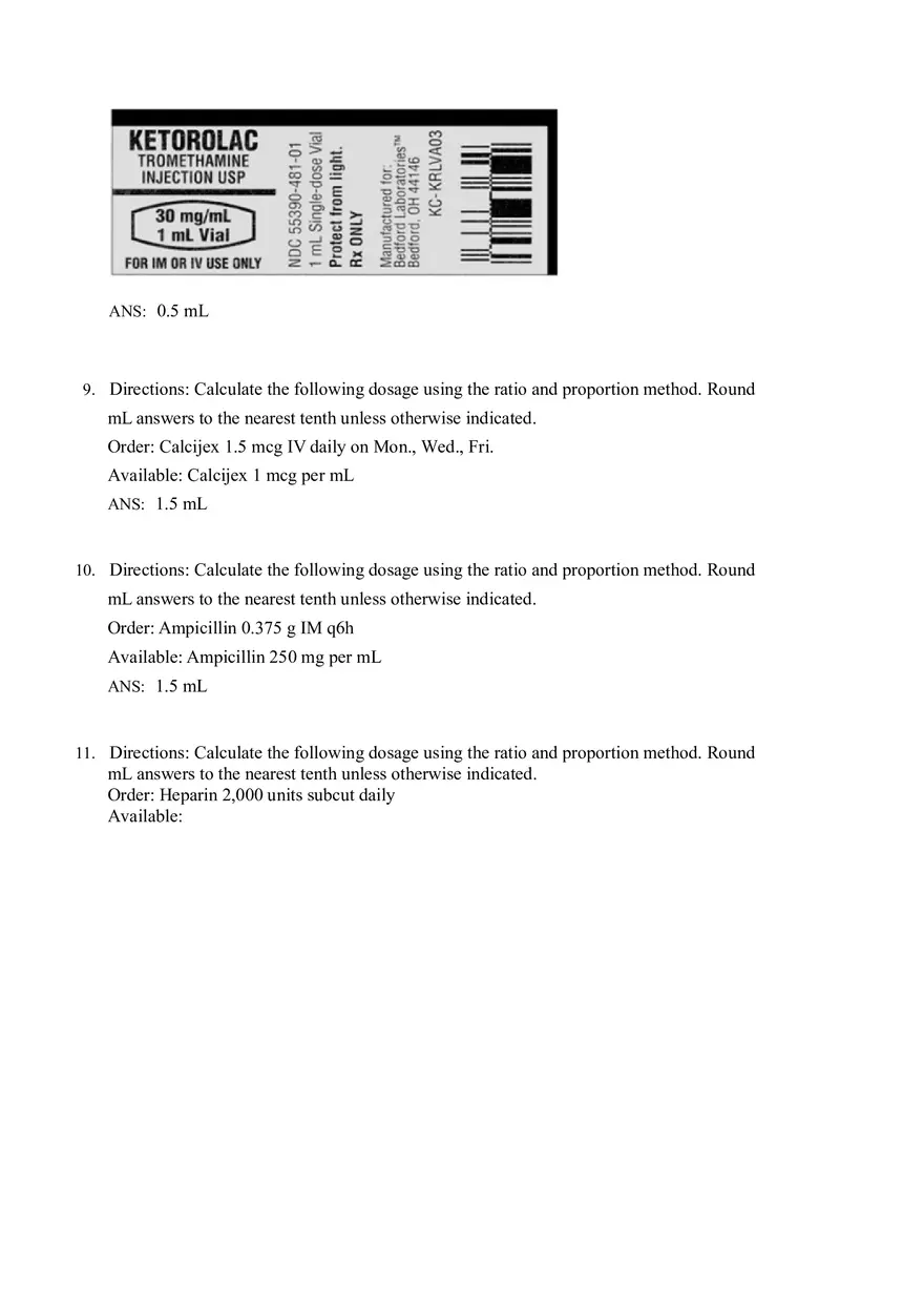 Math for Nursing (Dosage Calculation Using the Ratio) - Page 6