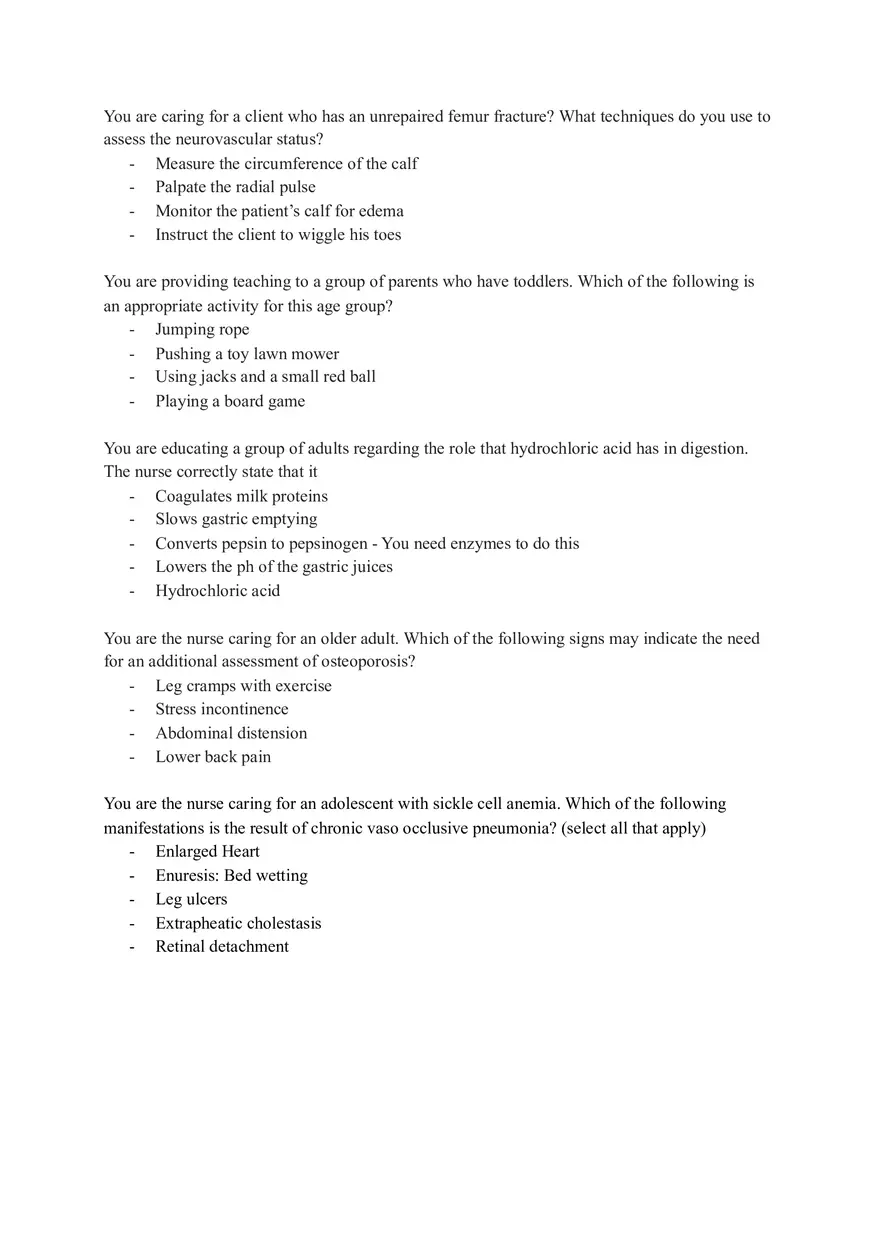 ATI Questions in Pathophysiology - Page 1