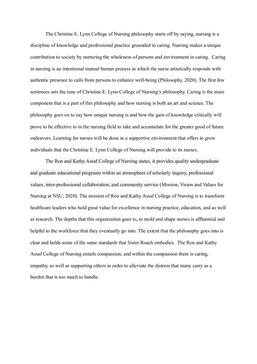Philosophy Paper - Nursing - Page 1