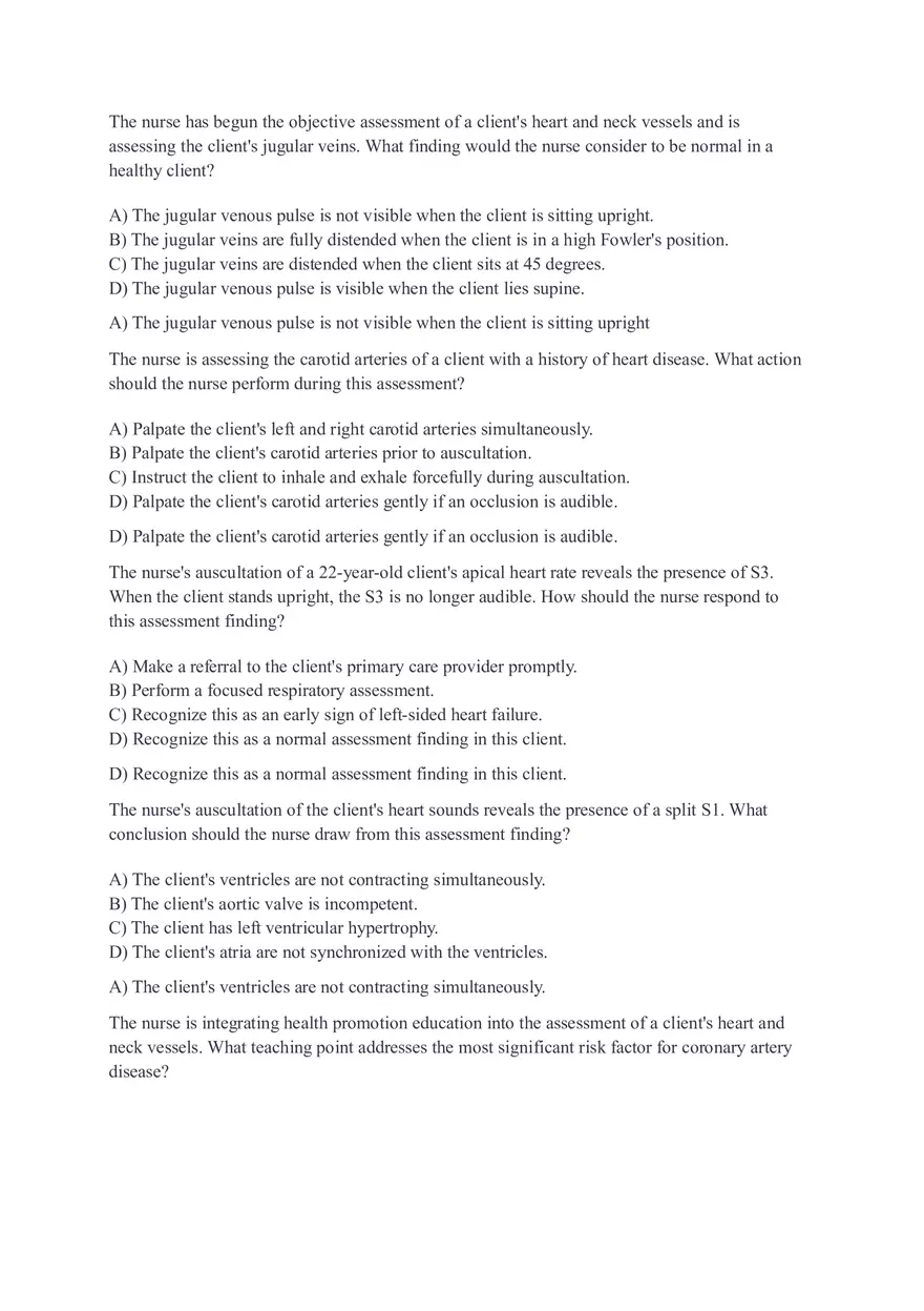 Assessing Heart and Neck Vessels - Test Questions - Page 8