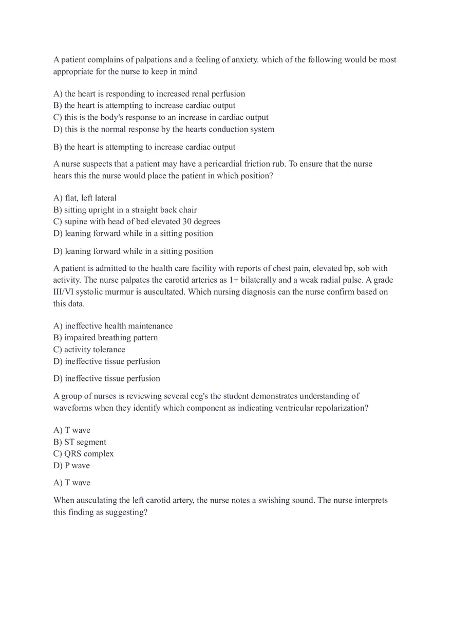 Assessing Heart and Neck Vessels - Test Questions - Page 11