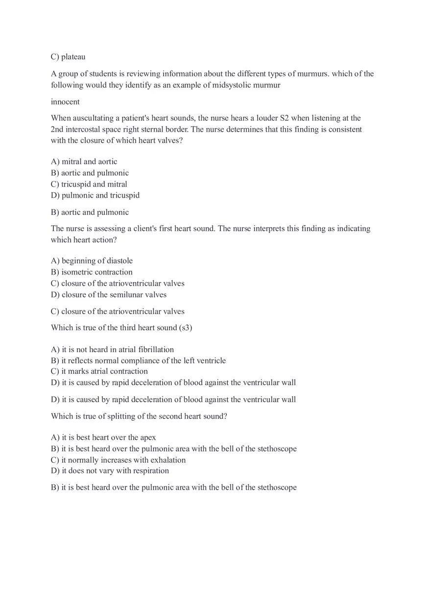 Assessing Heart and Neck Vessels - Test Questions - Page 13