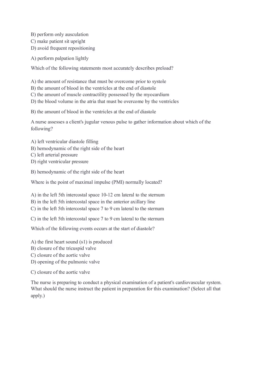 Assessing Heart and Neck Vessels - Test Questions - Page 15