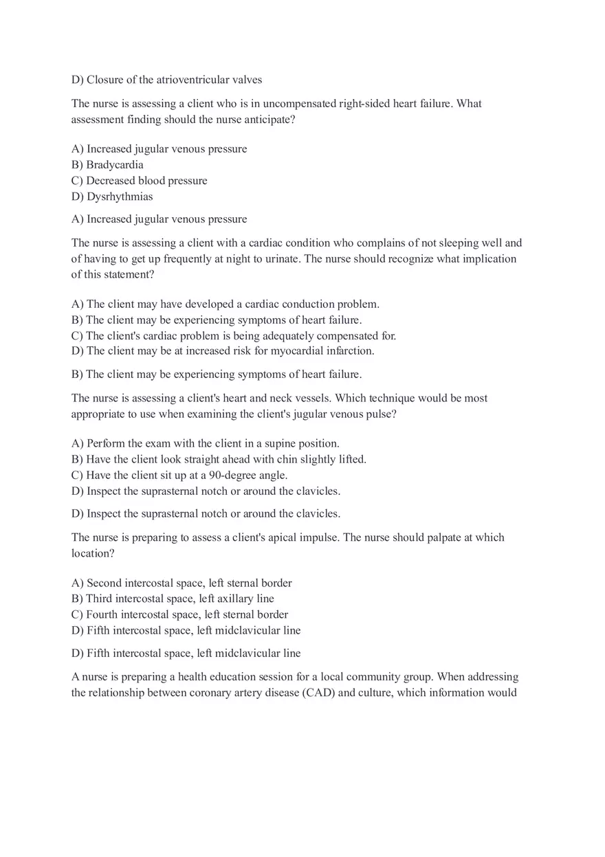 Assessing Heart and Neck Vessels - Test Questions - Page 4