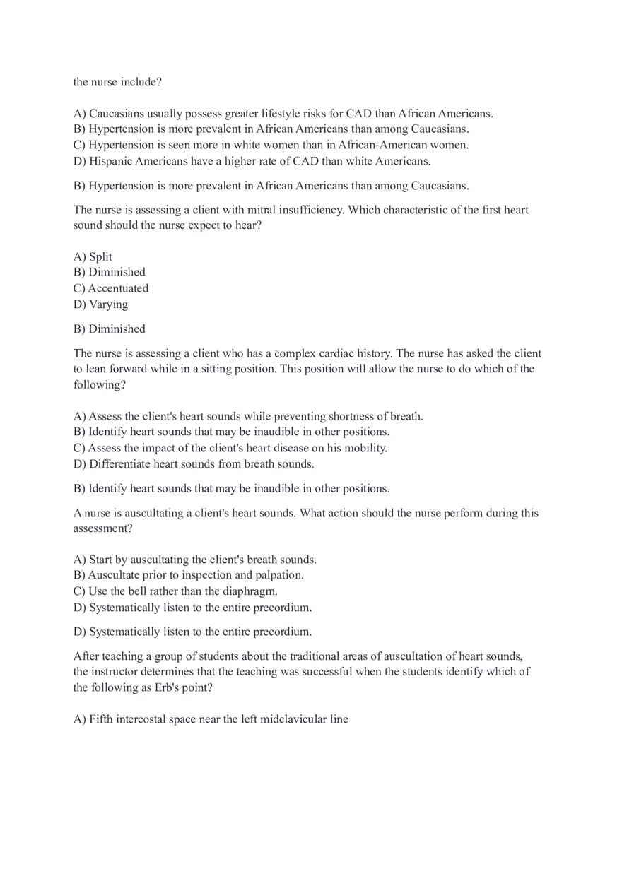 Assessing Heart and Neck Vessels - Test Questions - Page 5