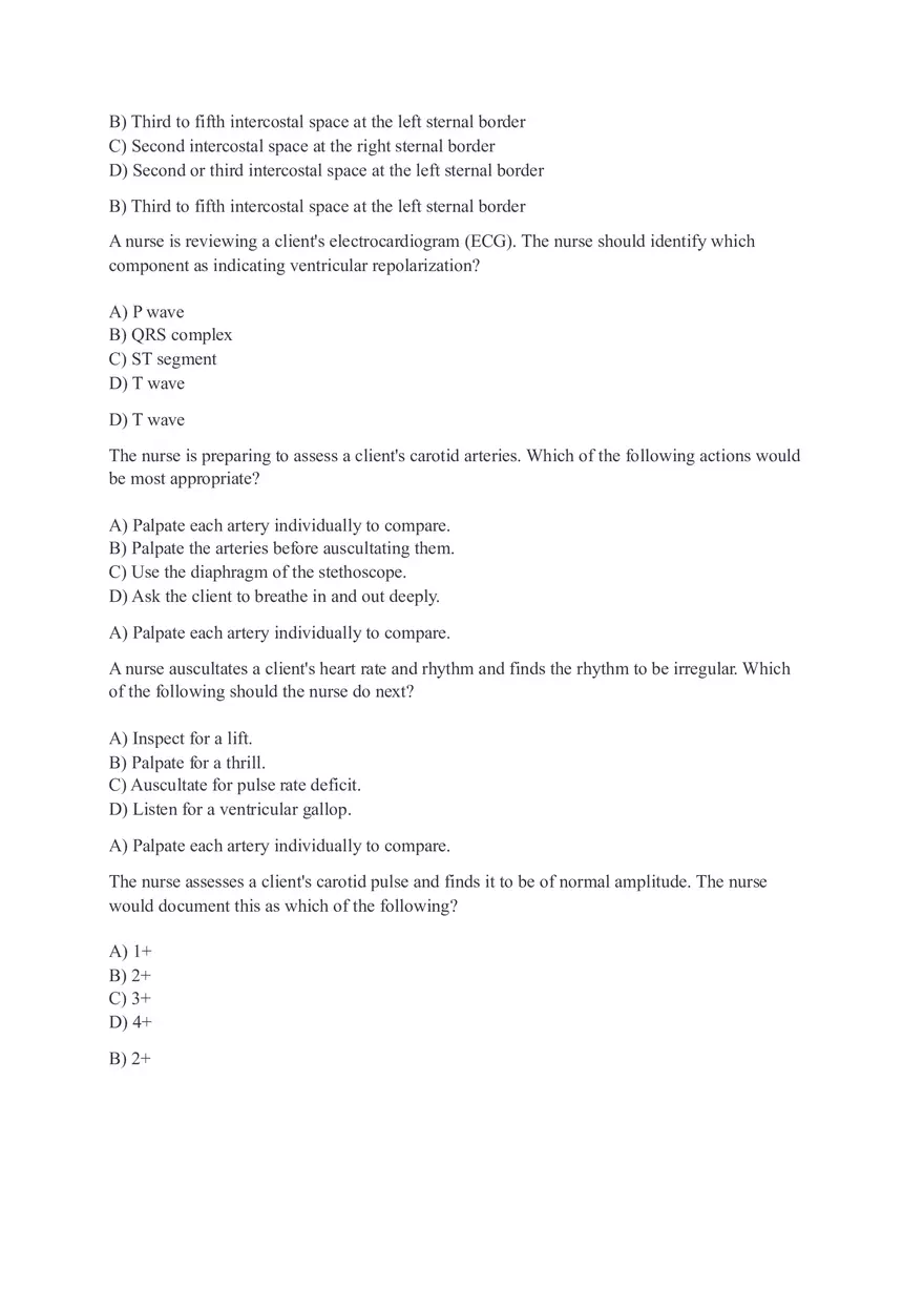 Assessing Heart and Neck Vessels - Test Questions - Page 6