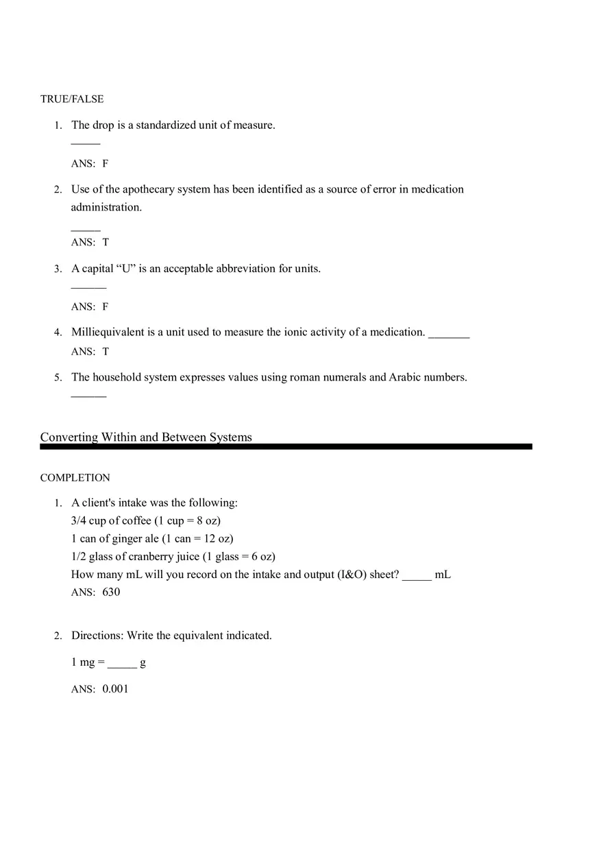 Math for Nursing (Metric System) - Page 8
