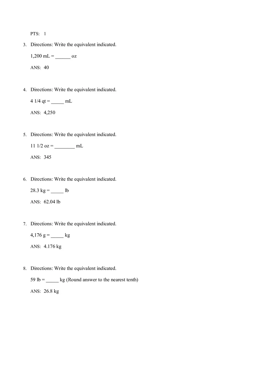 Math for Nursing (Metric System) - Page 9