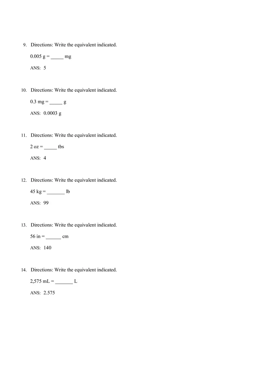 Math for Nursing (Metric System) - Page 10