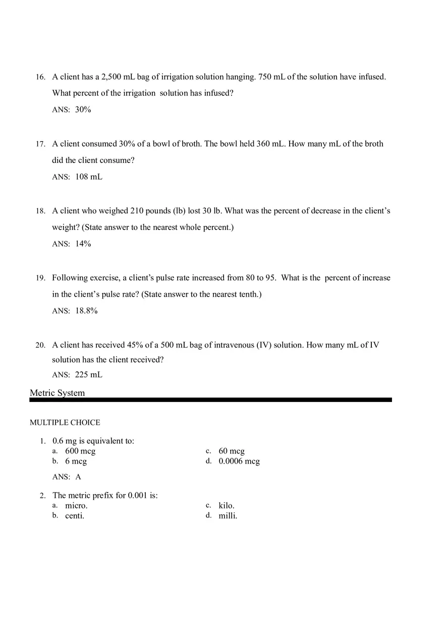 Math for Nursing (Metric System) - Page 13