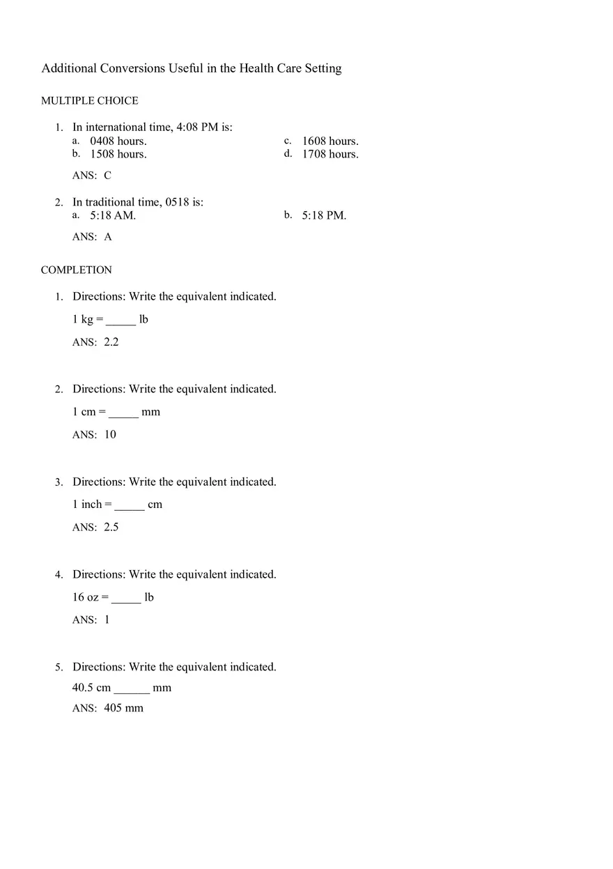 Math for Nursing (Metric System) - Page 14