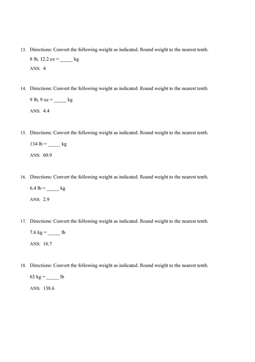 Math for Nursing (Metric System) - Page 16