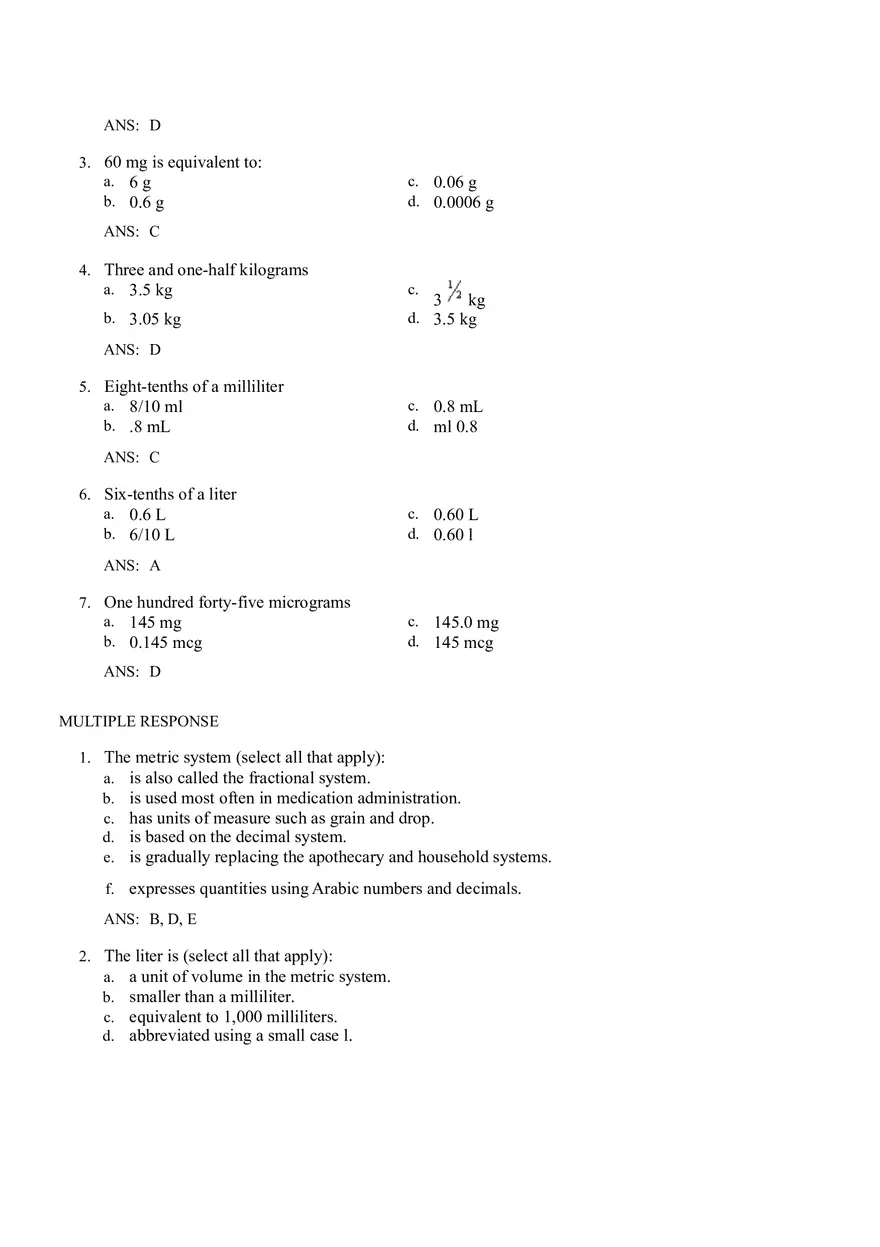 Math for Nursing (Metric System) - Page 20