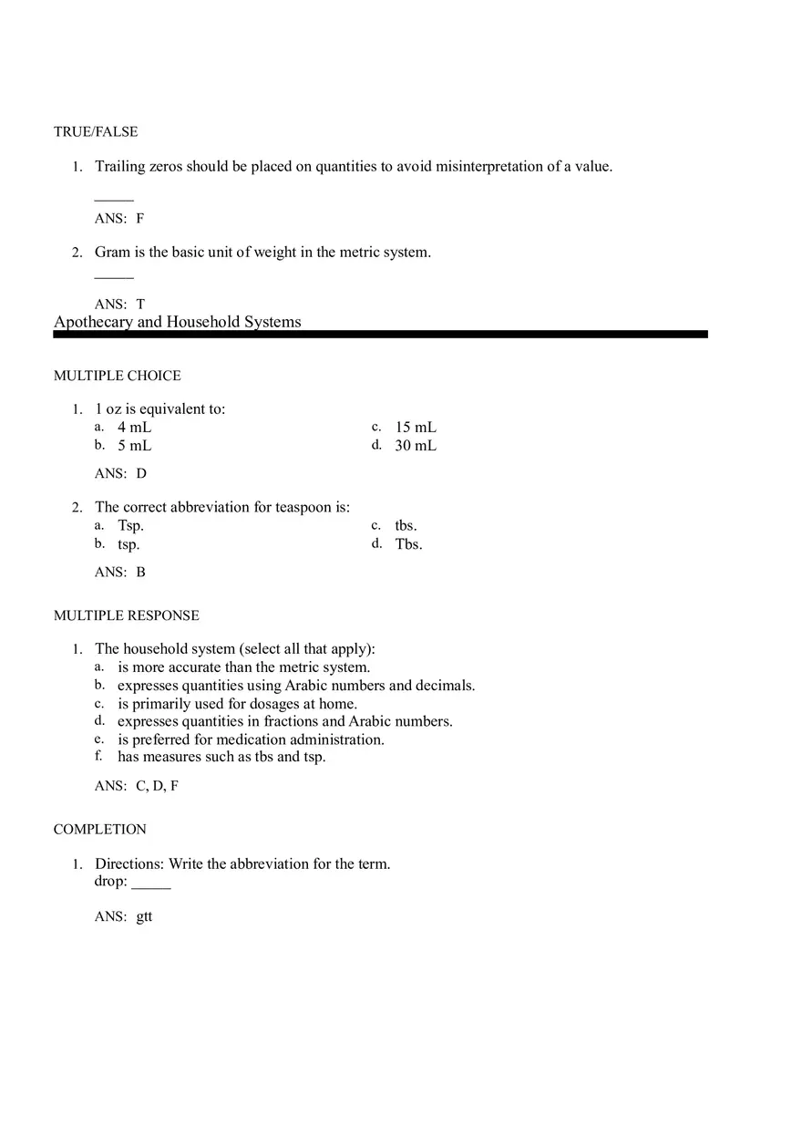 Math for Nursing (Metric System) - Page 3