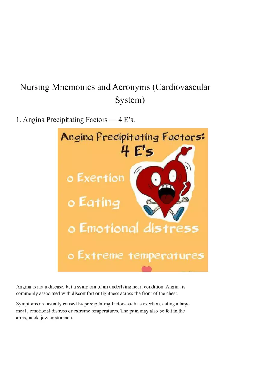 Must Have Nursing Mnemonics Part 1 - Page 1