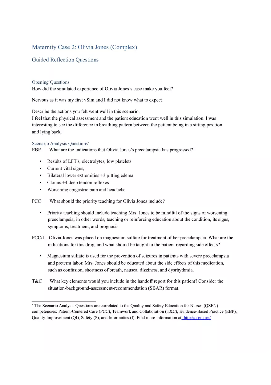 Guided Reflection Questions - Olivia Jones (Complex) - Page 1