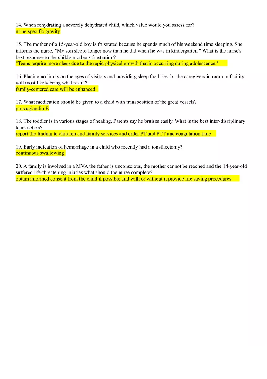 Pediatric Nursing Care Answers for Child Patients - Page 2