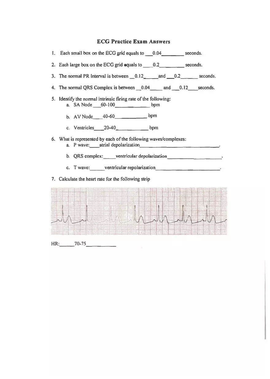 ECG Practice Exam Answers - Page 1