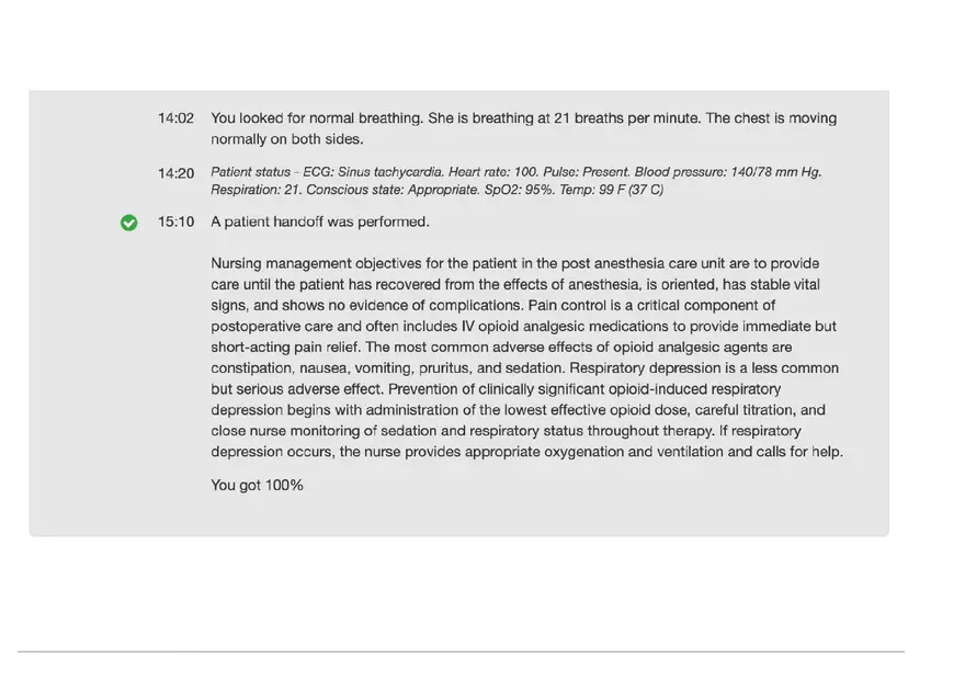 Surgical Scenario Doris Bowman Feedback Log vSim - Page 6
