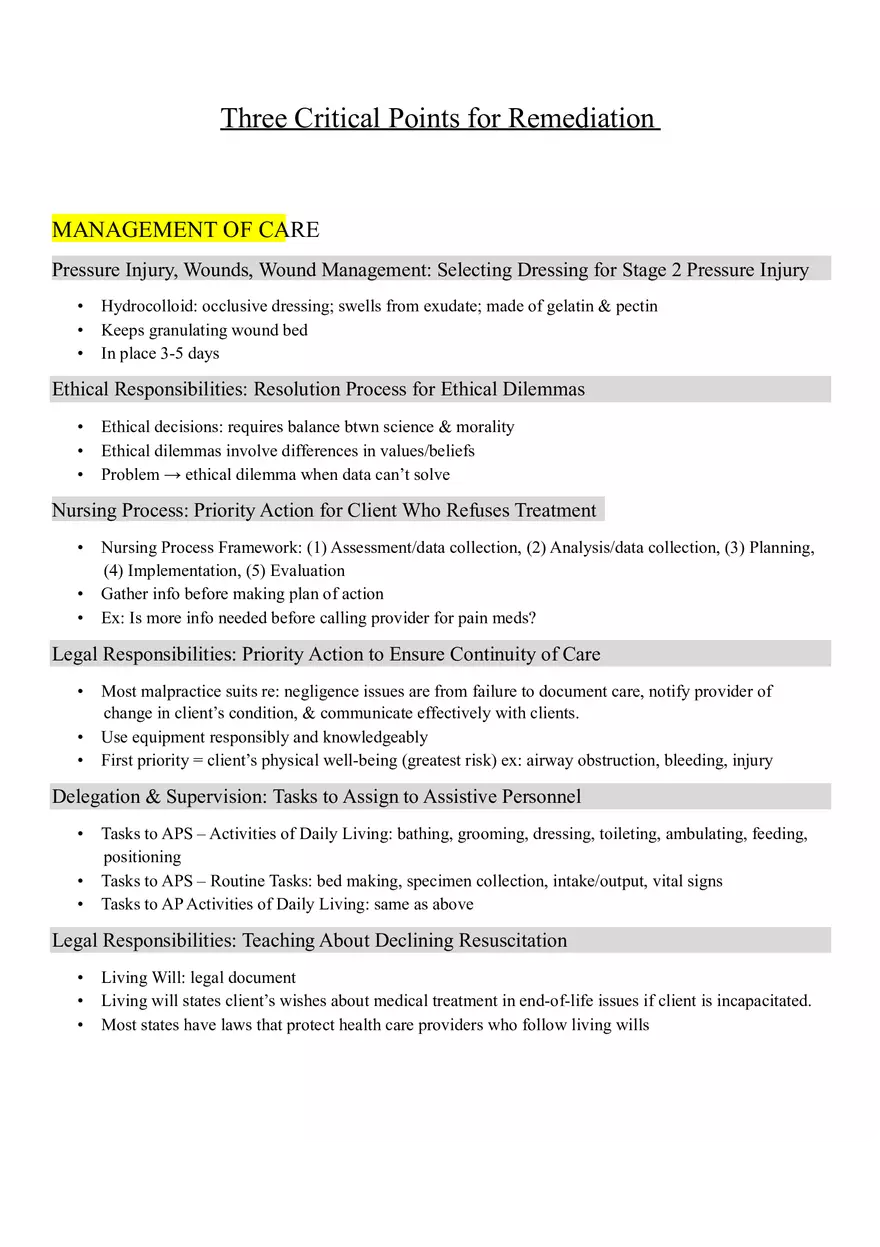 ATI Example of 3 Critical Points Remediation - Page 1
