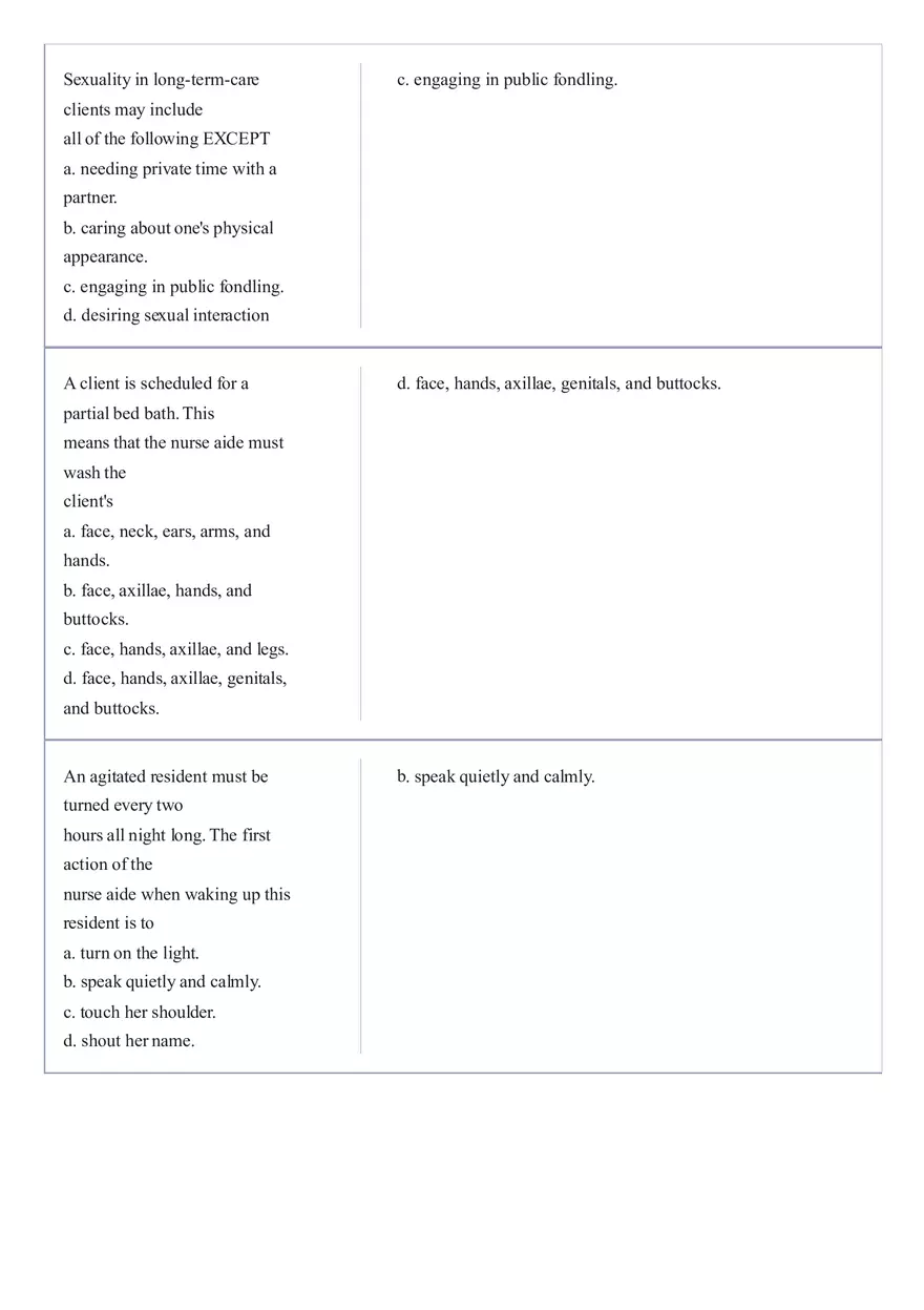 Practice Questions CNA State Exam Part 3 - Page 2