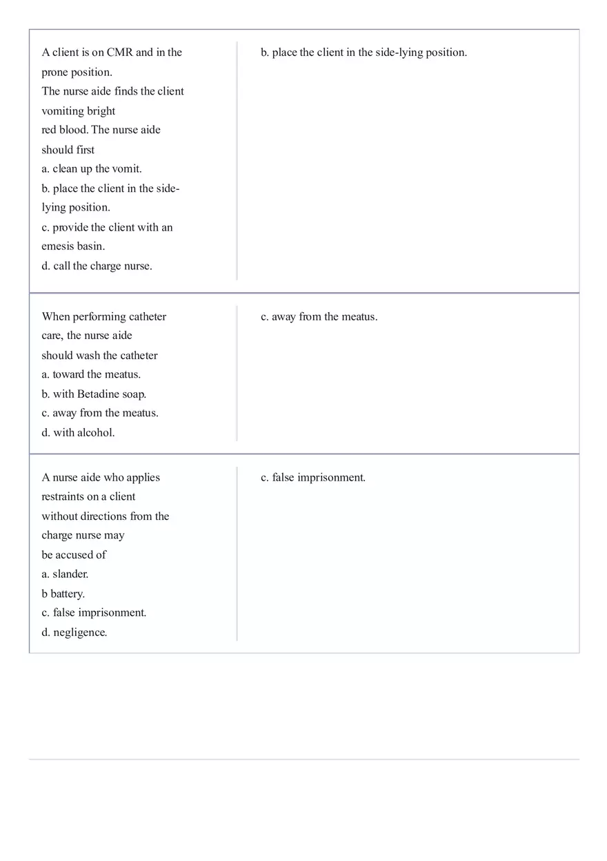 Practice Questions CNA State Exam Part 3 - Page 6