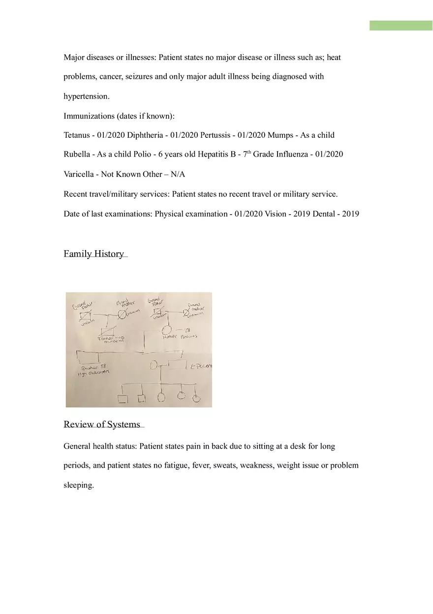 Comprehensive Health History Assignment of Patient - Page 2