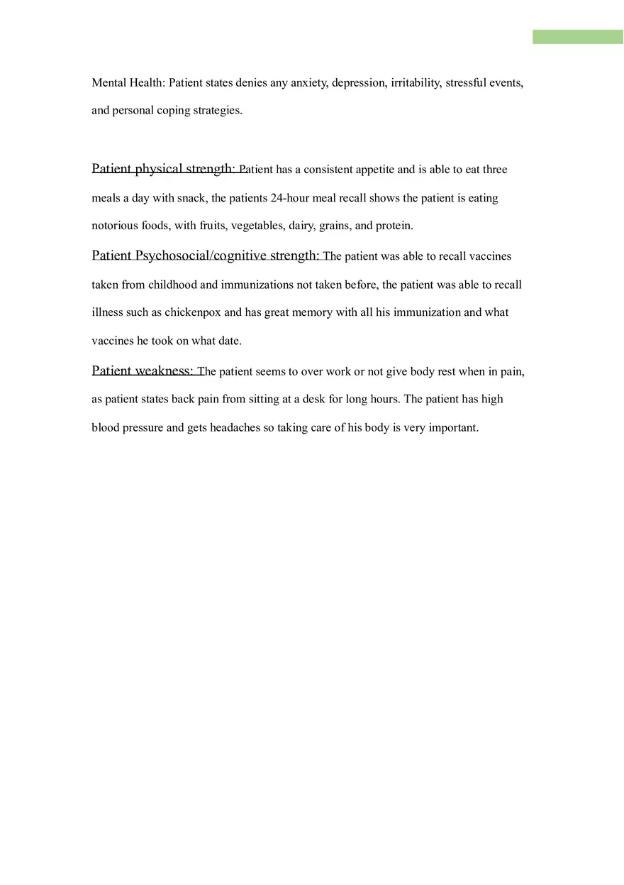 Comprehensive Health History Assignment of Patient - Page 6