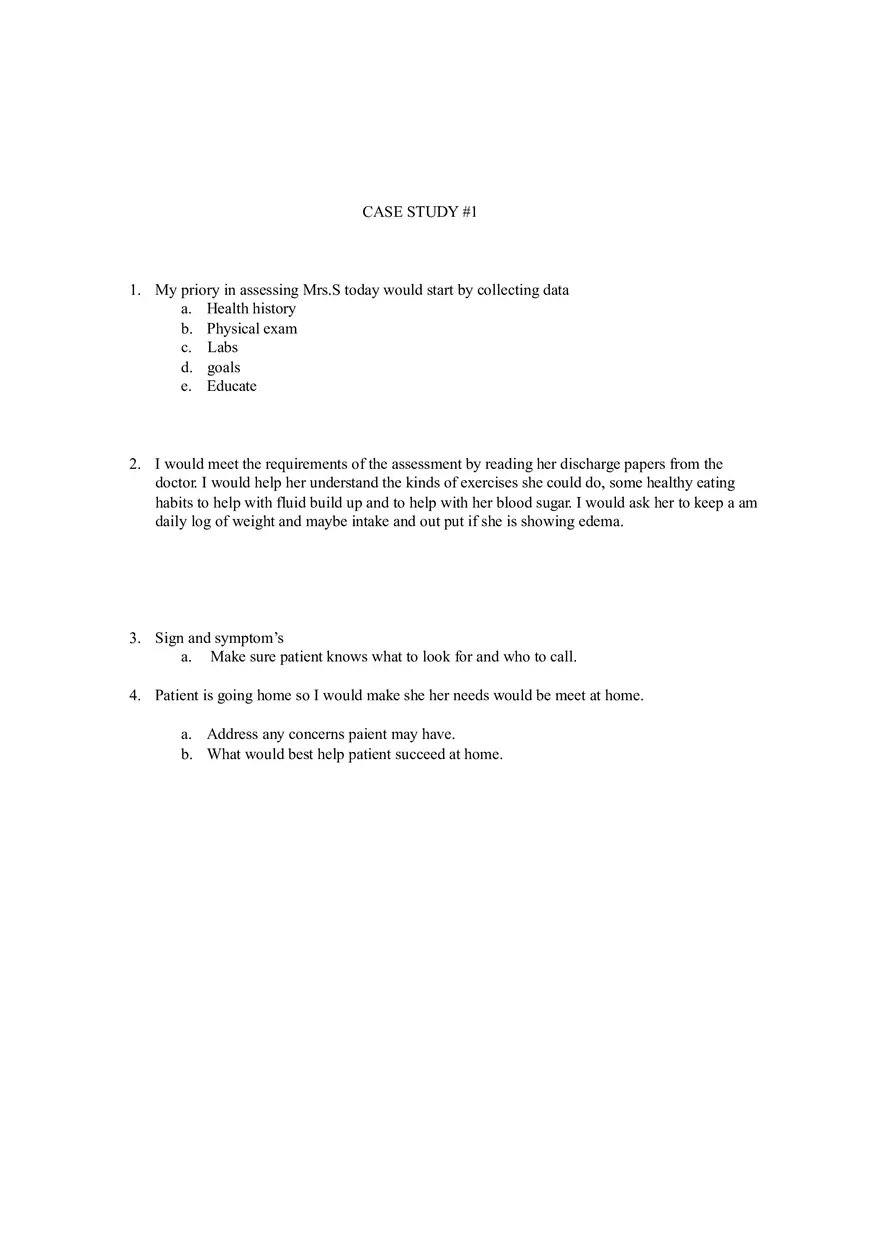 My Priory in Assessing Mrs.S Today Would Start by Collecting Data - Page 1