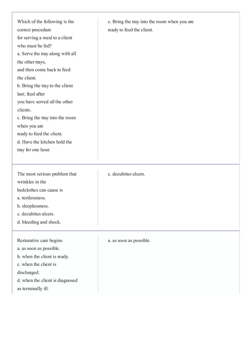Practice Questions CNA State Exam Part 1 - Page 7