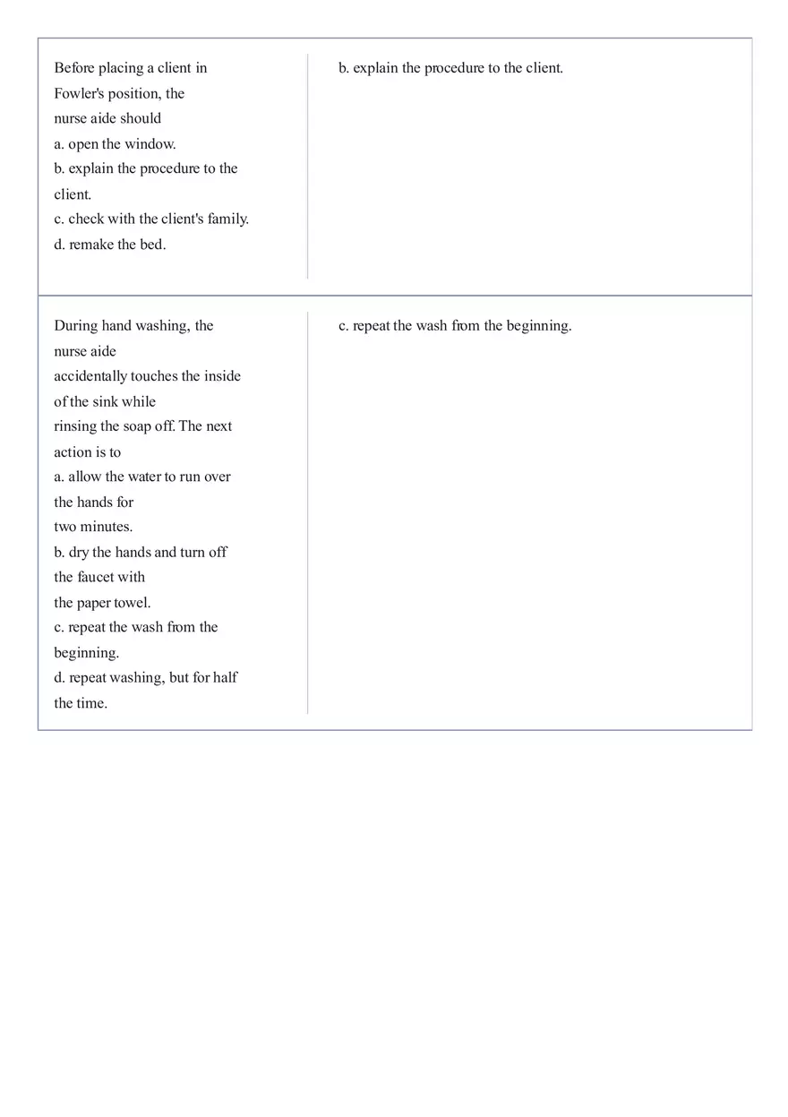 Practice Questions CNA State Exam Part 1 - Page 8