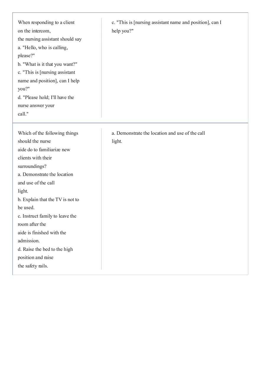 Practice Questions CNA State Exam Part 1 - Page 5