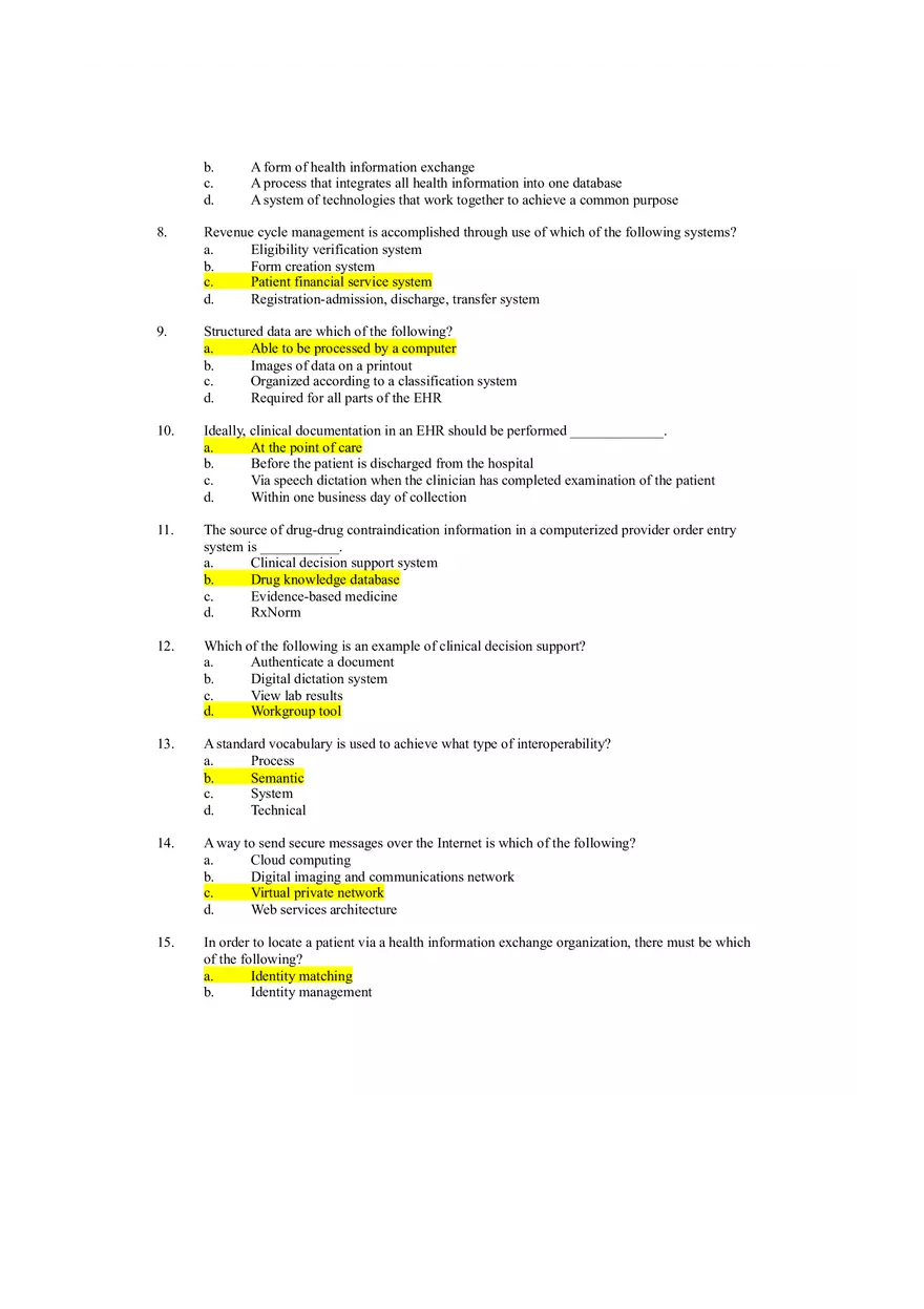 Health Information Technologies Review Quiz - Page 2
