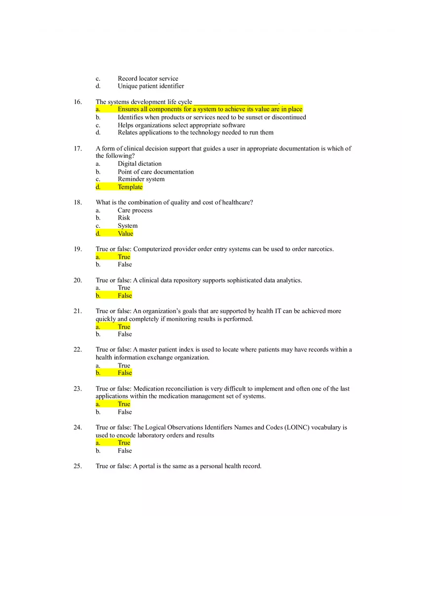 Health Information Technologies Review Quiz - Page 3
